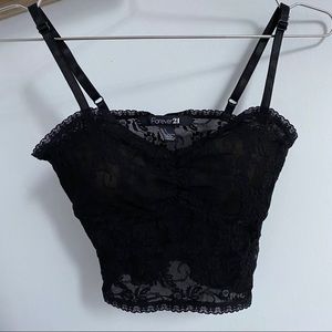 Black Lace Bustier Crop Top